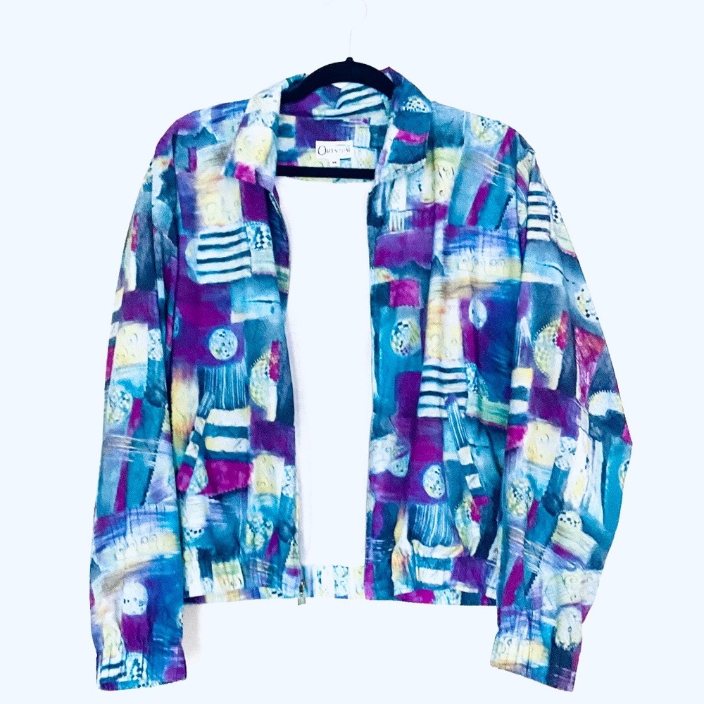 Vntg Quantum By Hanasport Abstract Activewear Win… - image 2